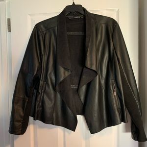 Bagatelle Draped Faux Leather Jacket
